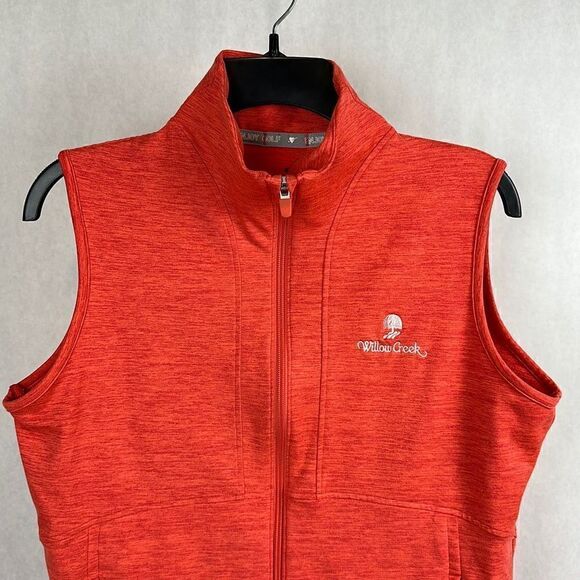 Puma Golf Vest Full Zip Front Sz M Heathered Orange Willow Creek Golf Course - Picture 2 of 9